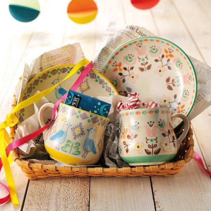 

Керамическая обеденная тарелка в скандинавском стиле с ручной росписью цветов кофейная чашка двухцветные кухонные принадлежности