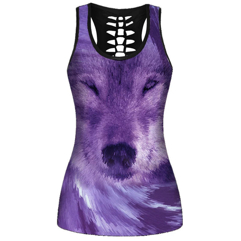 

Women Wolf Tank Tops Ladies Sexy Tunic Hollow Tops Tee Fashion Vest Summer Camisole Women Casual Sleeveless Female Blusas