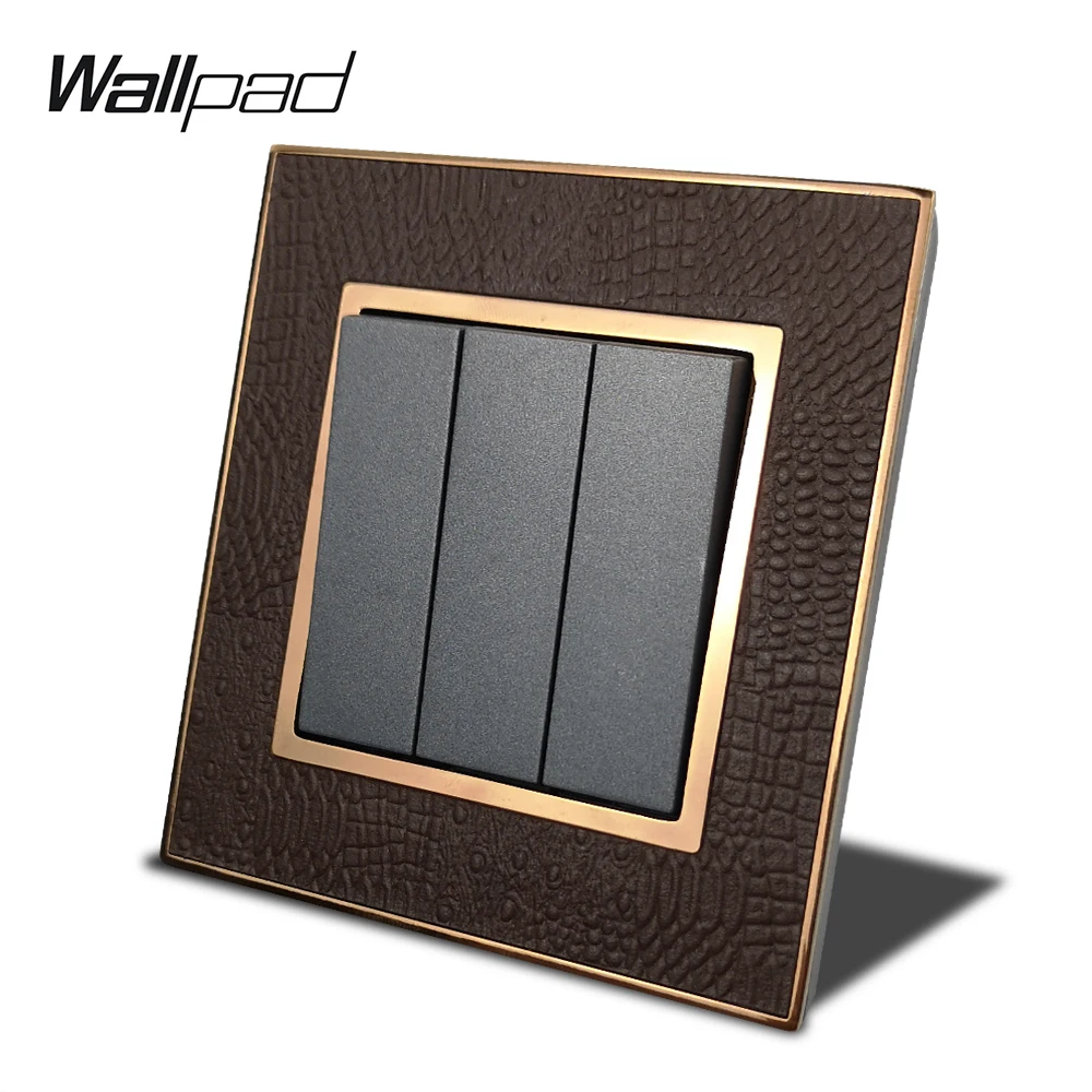 Wallpad L1Gold рамка 3 банды 1 способ 2 пути настенный светильник автомобильный с клавишным переключателем мгновенный промежуточный переключатель кожаная панель