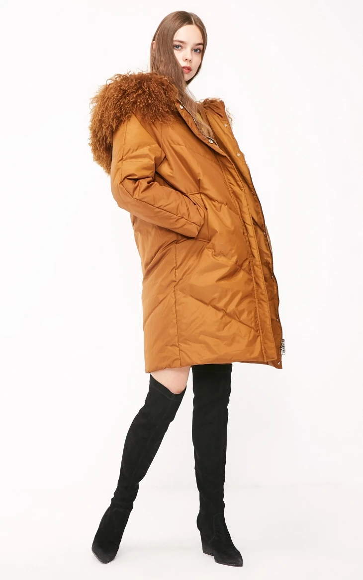Vero Moda Женская 90% белая куртка-пуховик на утином пуху с воротником из овечьего меха с капюшоном | 318412556