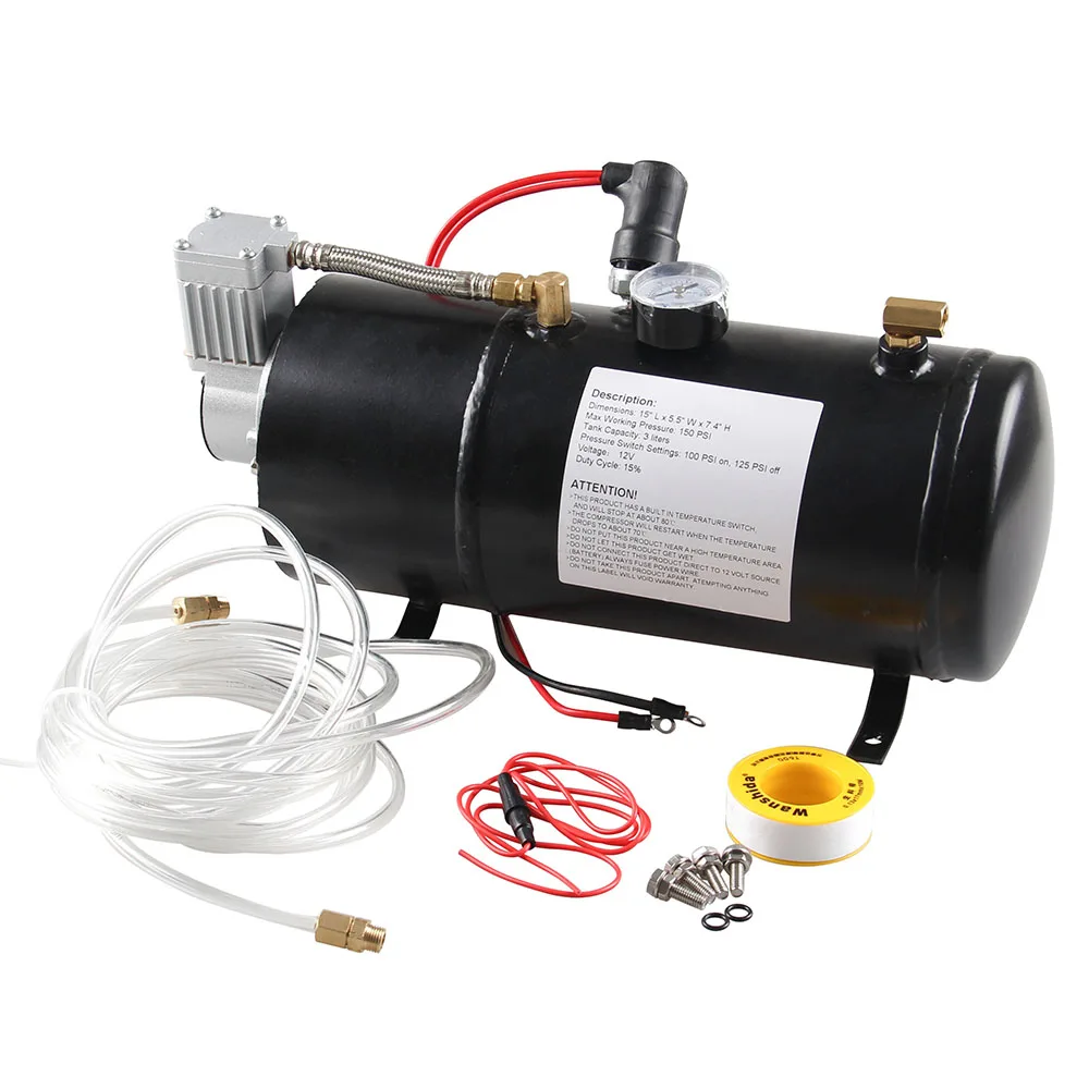 12v воздушный компрессор с 3 литра цистерны для воздуха рог поезд грузовик RV пикап 150 фунтов/кв. дюйм OT200-BK+ воздушный рожок