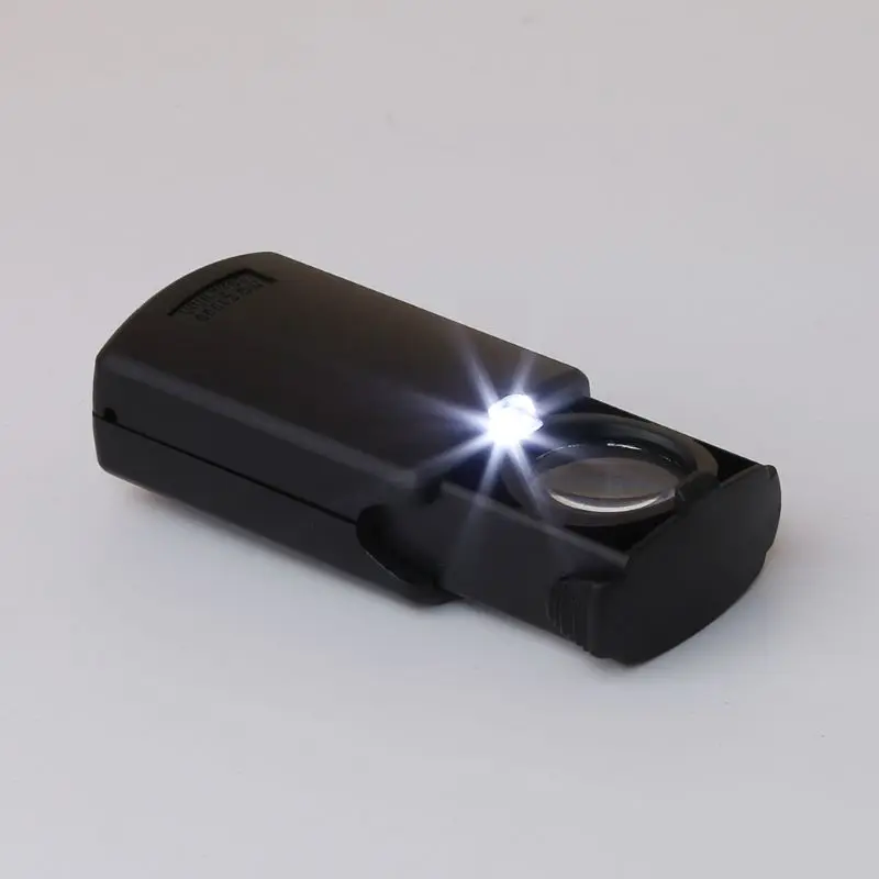

10X LED Folding Magnifier Mini Pocket Microscope Pull Type Jewelry Reading Loupe G88A