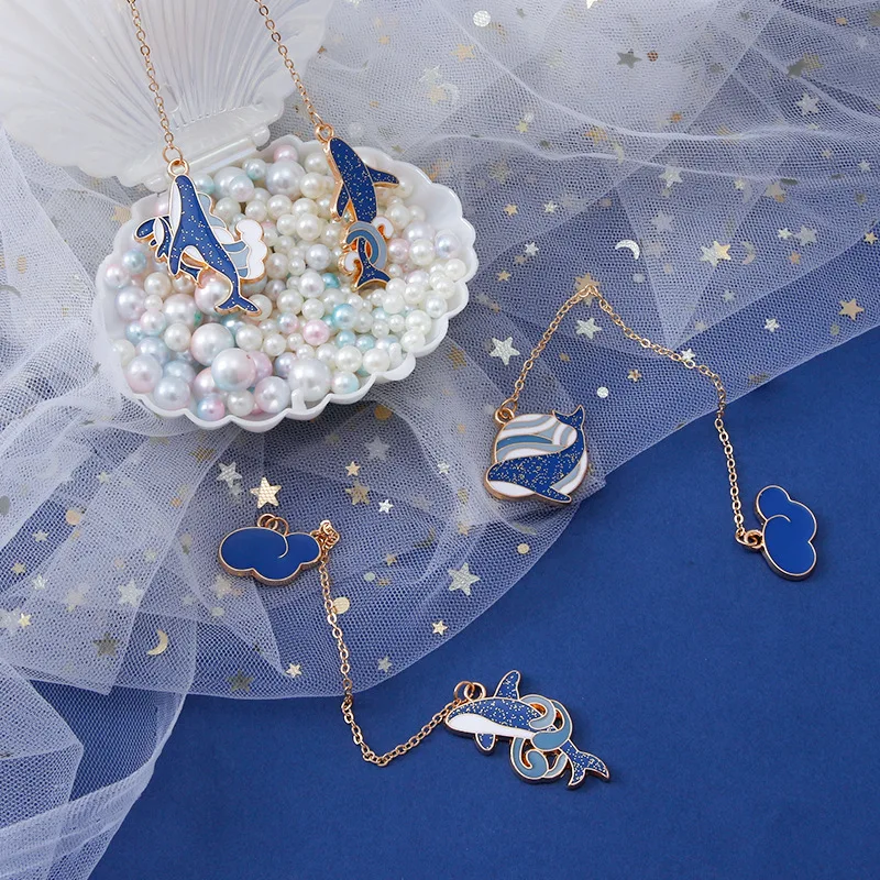 Креативная металлическая Закладка в виде синего Кита милые канцелярские