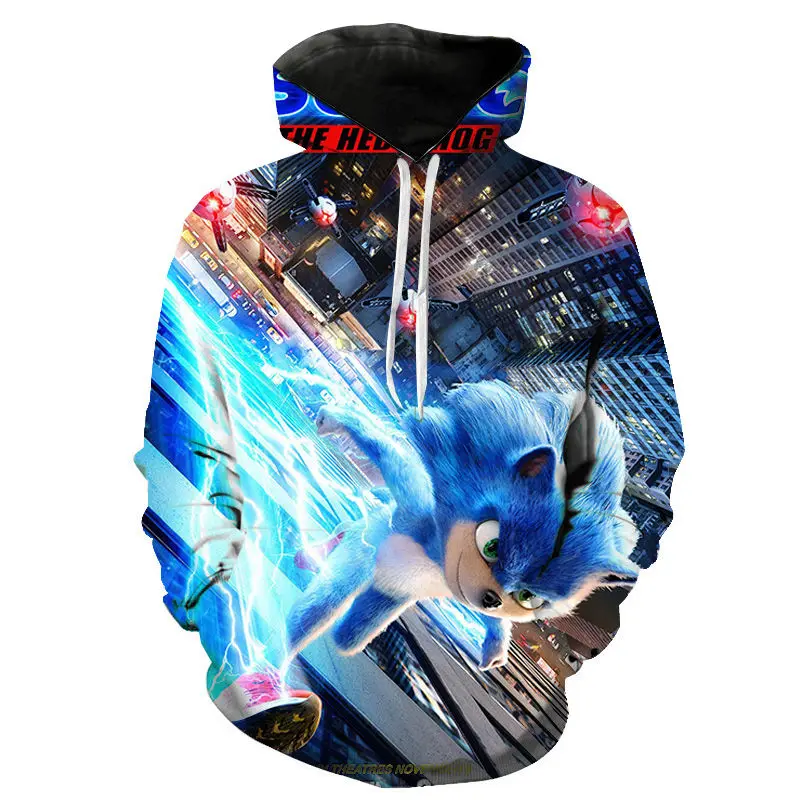 

Модные толстовки с капюшоном с мультяшным аниме ежиком для мужчин и женщин, детские толстовки с 3D-принтом, пуловер для мальчиков и девочек, Д...