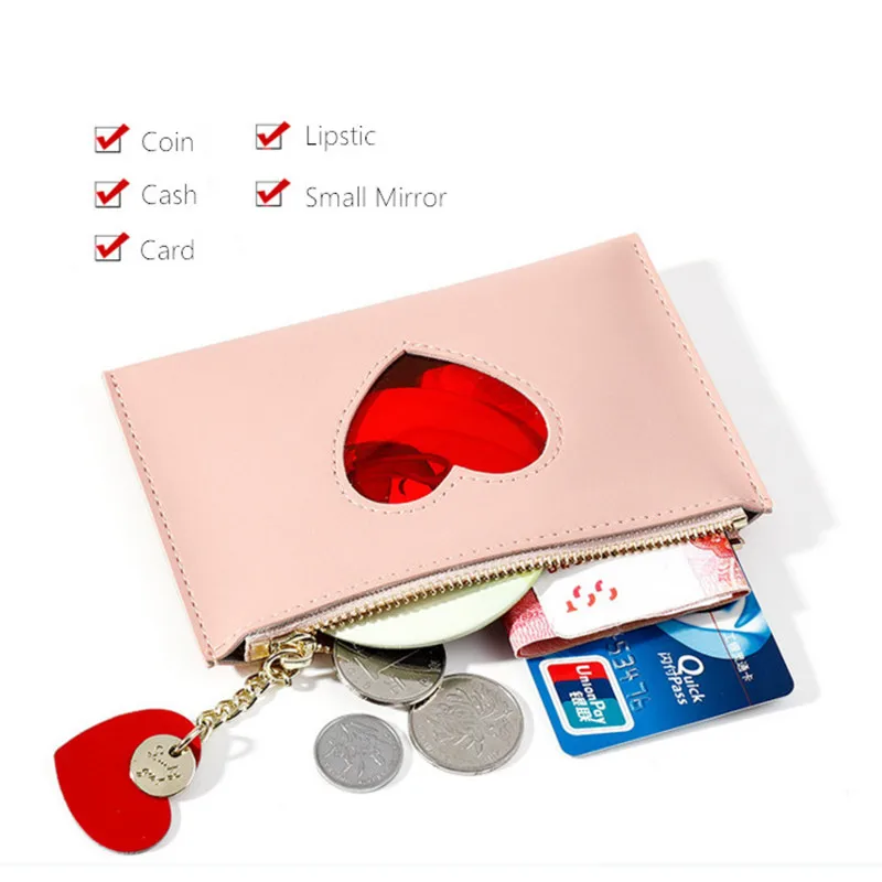 Vento Marea кожаный женский кошелек для монет Розовый милый тонкий корейский стиль