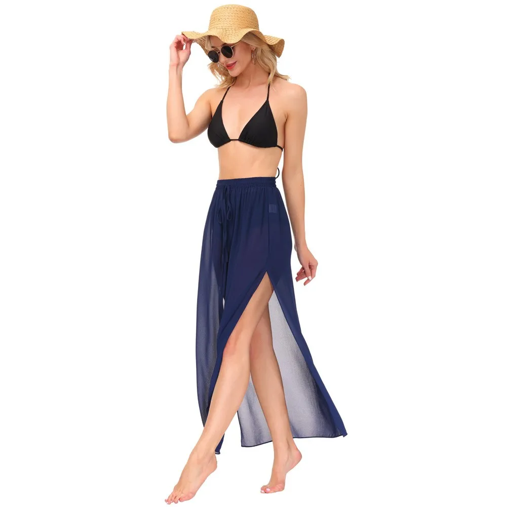 

Kate Kasin Women's Summer Beach Wrap Skirt Swimwear Sheer Cover Up Bikini Skirt