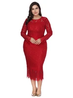 lace evening dress cut out o neck wrap elegant formal occasion dress full sleeve tea length women lace dress xucthhc 2022 new