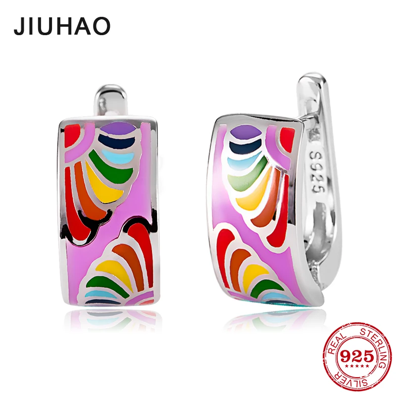 2018 восторженные красочные перья серьги для женщин 925 стерлингового серебра