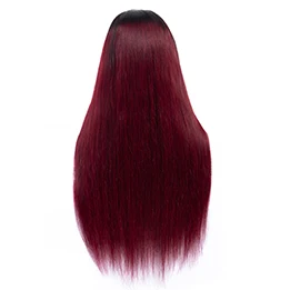 TODAY ONLY Brazilian Straight Lace Front Human Hair Wigs For Black Women 613 Blonde Lace Front Wig Short Human Hair Wig Remy13x4 - Цвет: T1B/бордовый