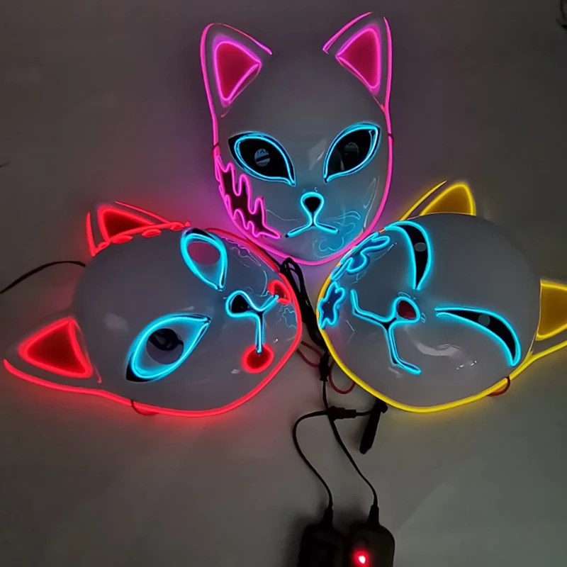 Demon Slayer Kimetsu LED Mask Props Sabito Halloween Party Light Masks for Adult Horror Led Up | Дом и сад