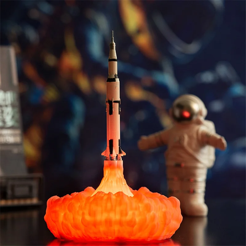 

Dropship 3D Print LED Night Light Space Shuttle Rocket Lamp Saturn V Lamp For Space Lovers USB Charging Switch Control