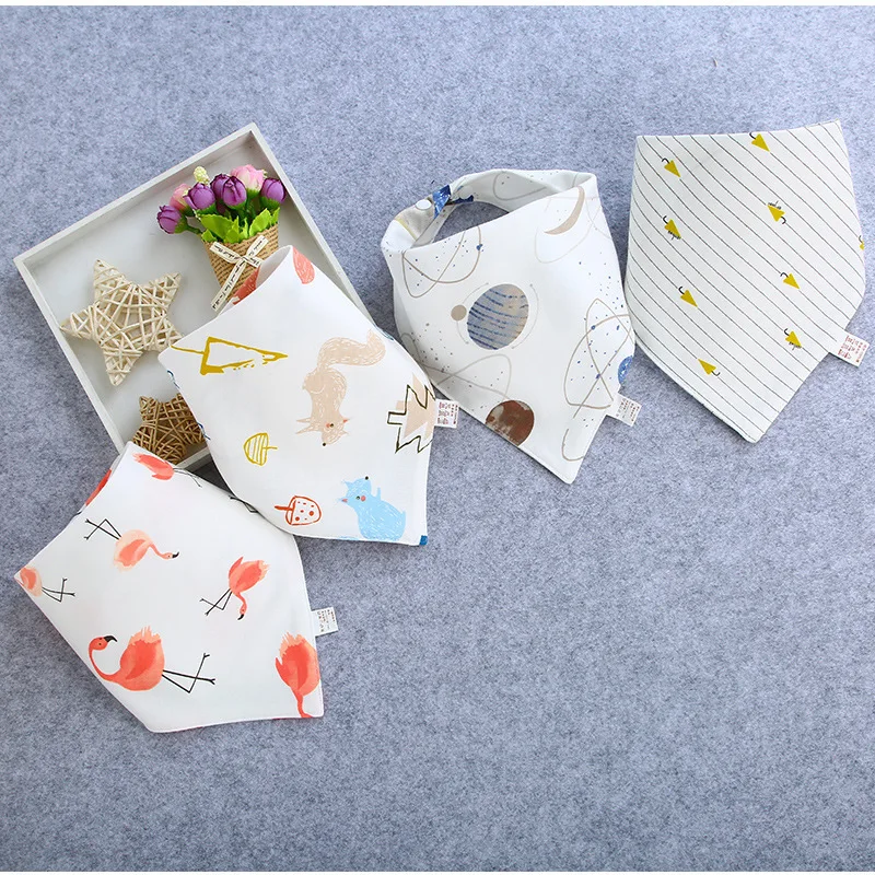 

4Pcs Cotton Bandana Bibs Baby Babador Feeding Smock Infant Burp Cloths Cartoon Saliva Towel Baby Eating Stuff Baby Accessory