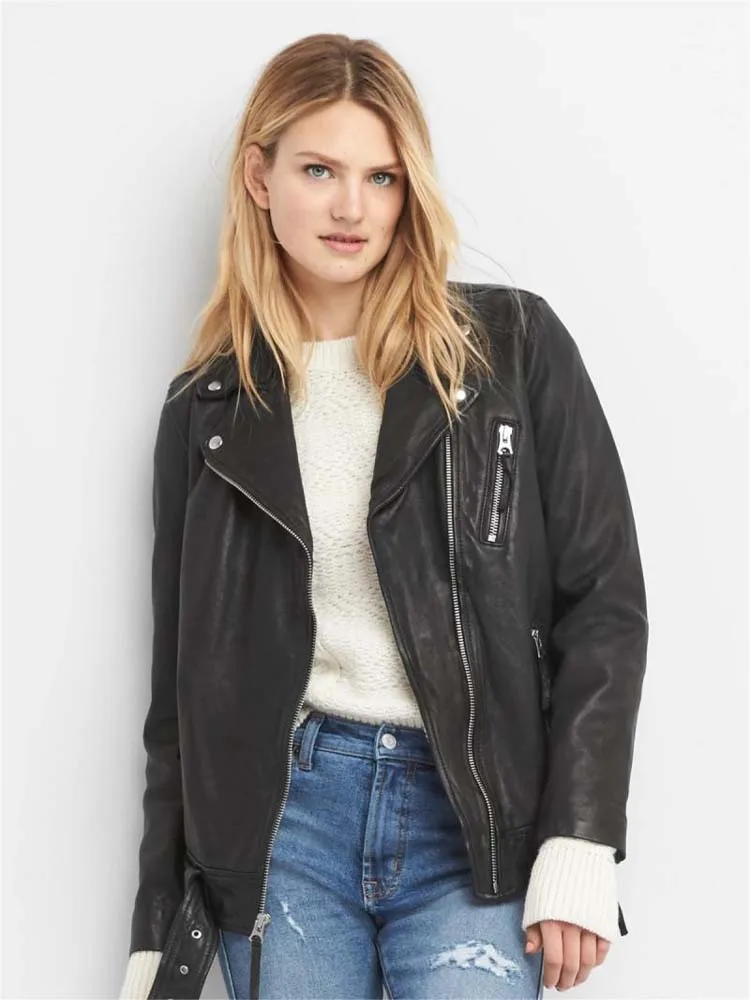 2022 BF boyfriend style women's oversize genuine leather sheepskin coat motorcycle jacket for lady female black plus big size xl