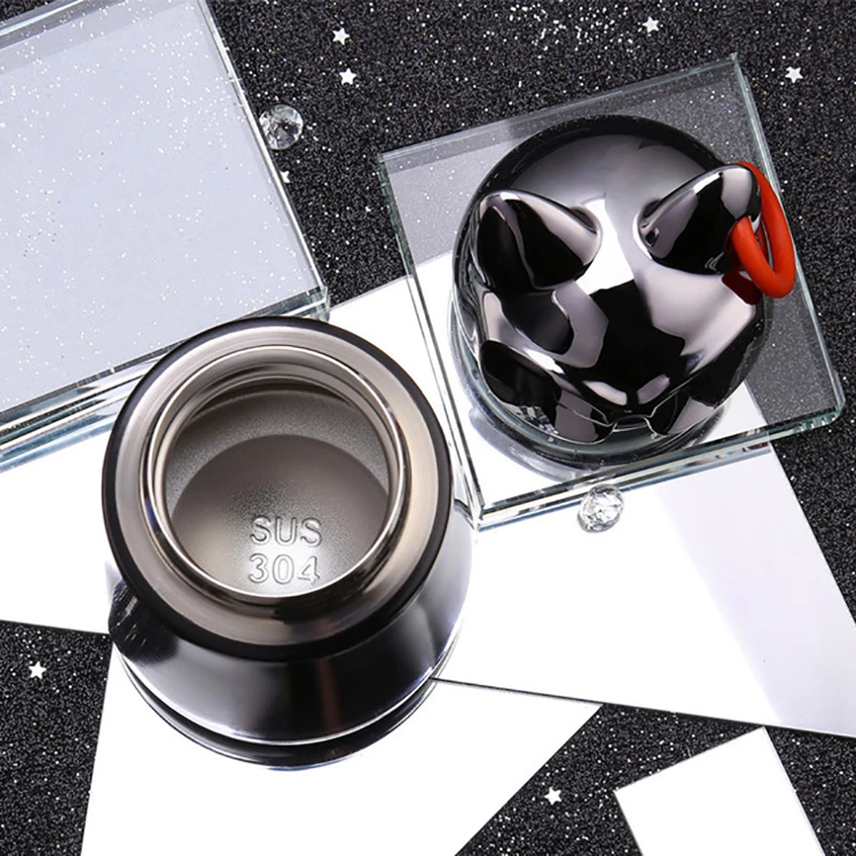 Cute Cat Cup Stainless Steel Water Bottle Thermos Vacuum Flasks Cups Portable Tumbler Thermal For | Дом и сад