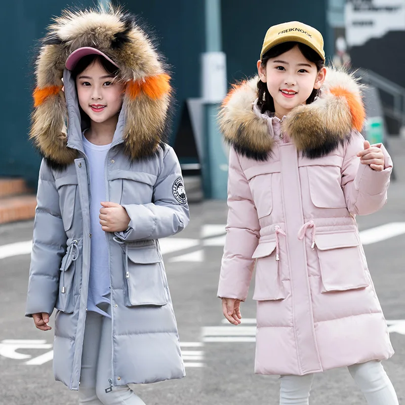2019 пуховое пальто для девочек зимняя детская парка куртки теплая Подростковая