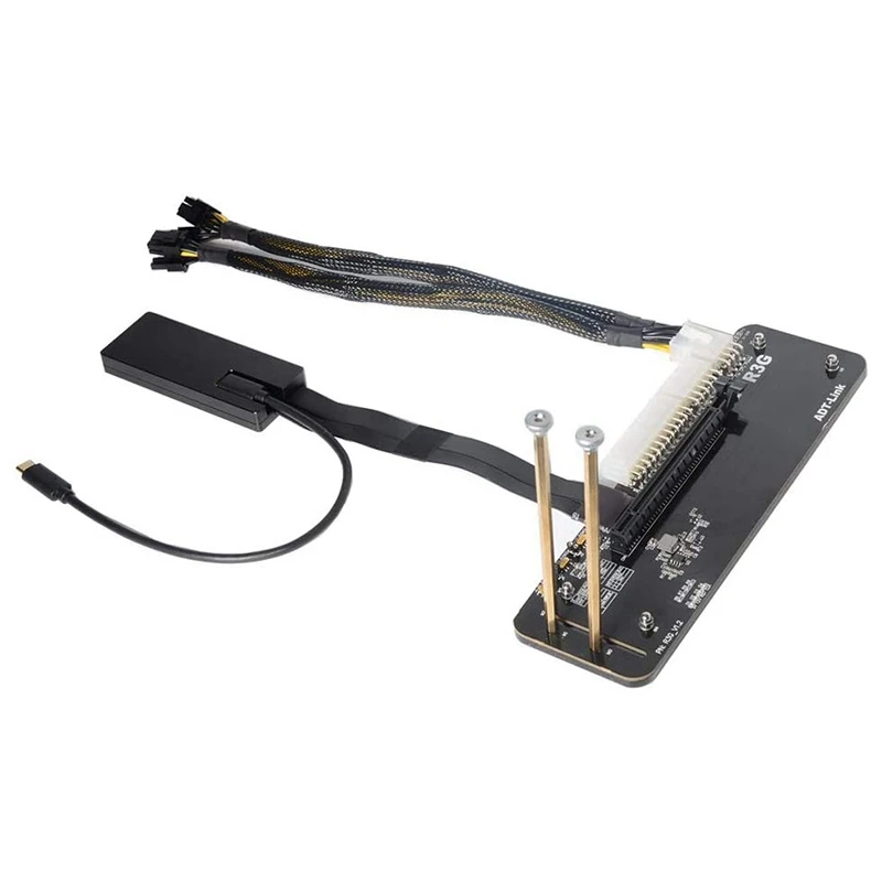 

R43SG M.2 Key M NVMe Laptop External Graphics Card Stand Bracket with PCIe 3.0 X4 Riser Extender Cable 25cm 32Gbs