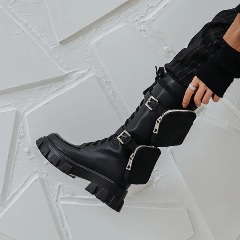 Coolcept/Новинка Красивые женские сапоги до середины икры Женская зимняя обувь из