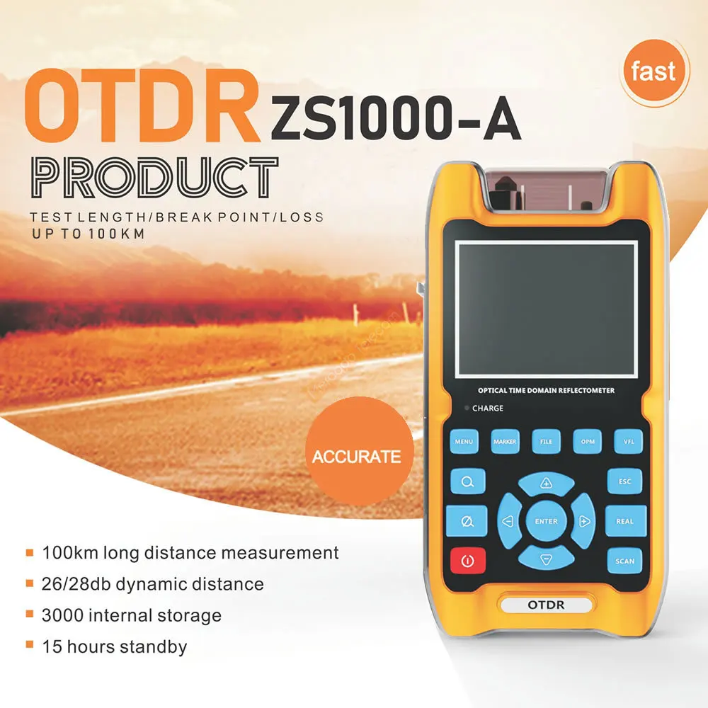 SignalFire ZS1000-A OTDR 100 км + VFL 5 Оптический временной рефлектометр 1 мВт 32 дБ/30 дБ 1310 мм/1550