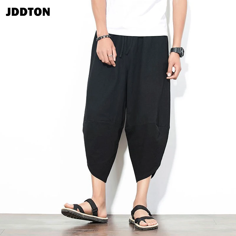 Брюки JDDTON мужские льняные однотонные модные Мешковатые повседневные свободные