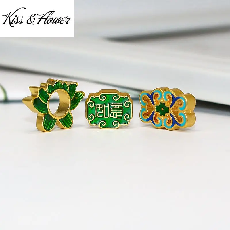 

Аксессуары для изготовления ювелирных изделий KISS & FLOWER AC130 из перегородчатой смолы, фурнитура для браслета, ожерелья, Винтажные бусины с цве...