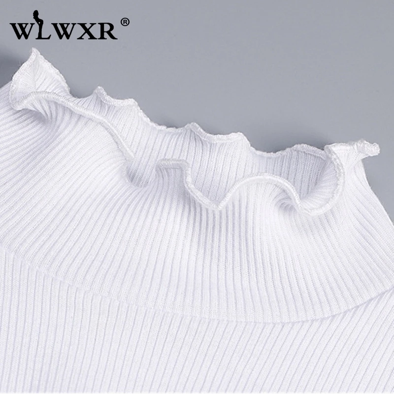 WLWXR вязаный сексуальный свитер с высоким воротом Женский пуловер пышными