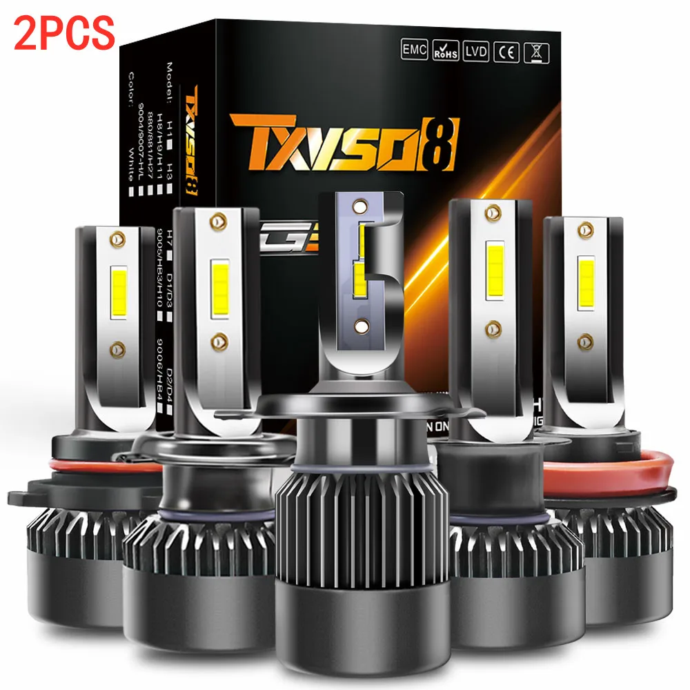 

2Pcs H4 H7 LED Car Headlight Bulb 100W 10000LM 6000K H1 H11 H13 H27 9005 HB3 9006 HB4 Running Auto Fog Head Lamp