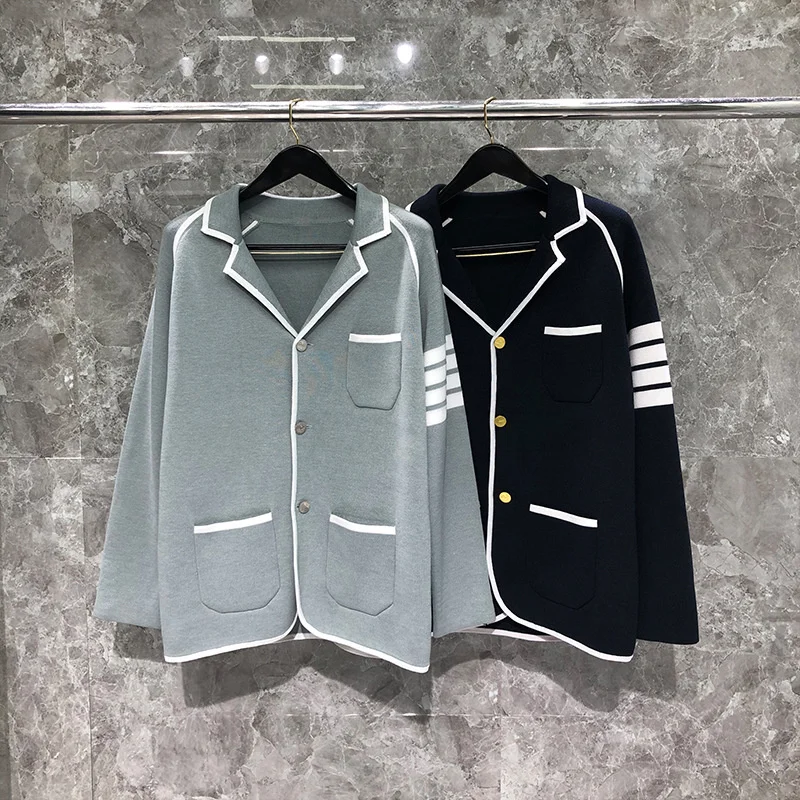 

Мужской шерстяной Повседневный пиджак TB THOM, Приталенный кардиган в полоску, повседневное пальто, Осень-зима 2022