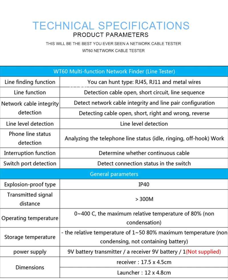 MESTEK WT60A телефонный провод трекер RJ11 RJ45 Cat5 Cat6 Tracer тонер Ethernet LAN Сетевой кабель тестер детектор линия Finder