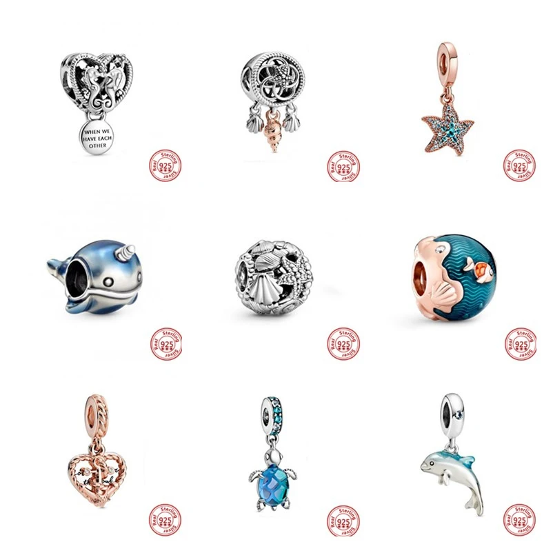 

2022 Summer New 925 Sterling Silver Murano Glass Sea Turtle Dangle Charm Beads Fit Original Pandora Bracelets Women Jewelry Gift