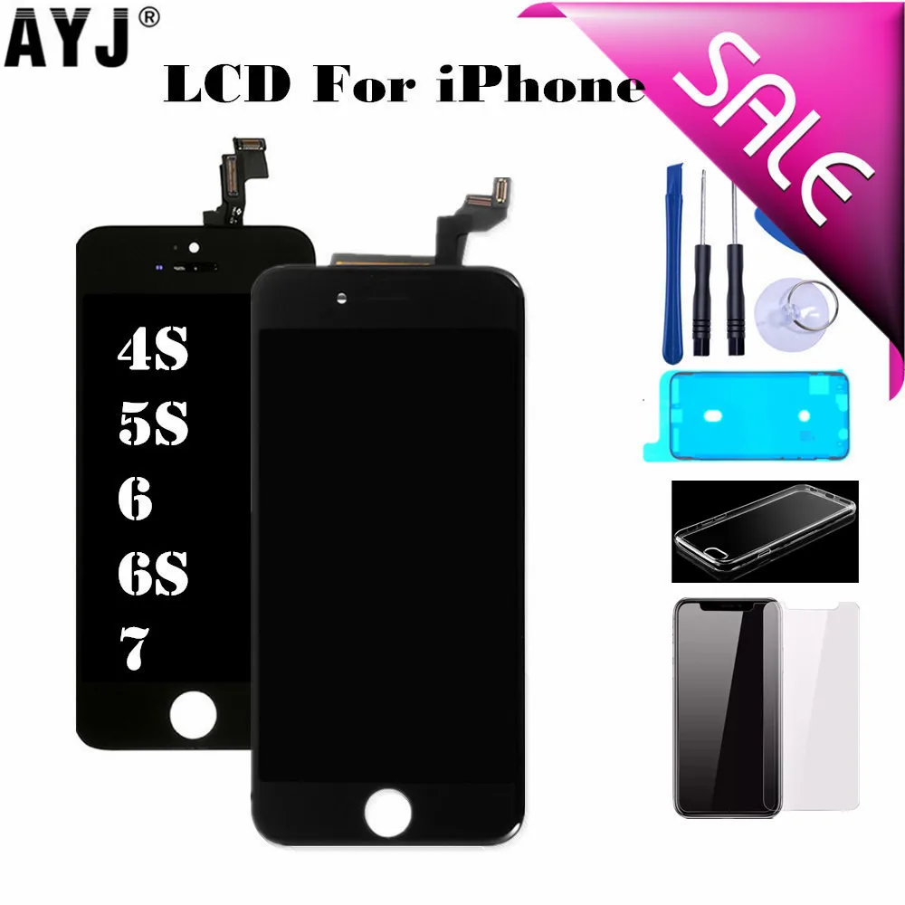 Дисплей для iPhone 5S, SE 6 6S 7 4S lcd кодирующий преобразователь сенсорного экрана в сборе Замена без битых пикселей без пыли теплый белый задний светильник