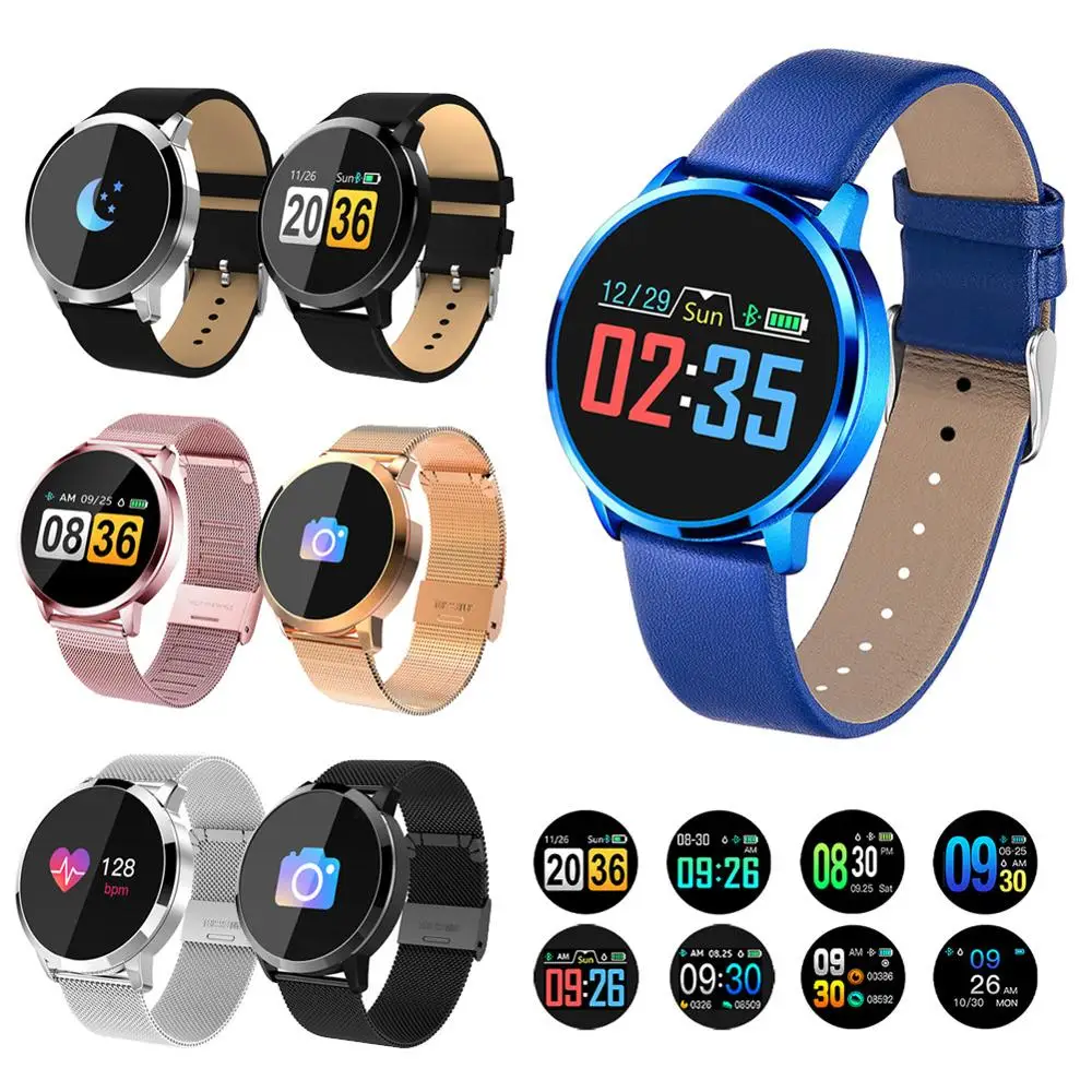 Q8 Смарт часы OLED цветной экран мужские и женские умные модные фитнес трекер