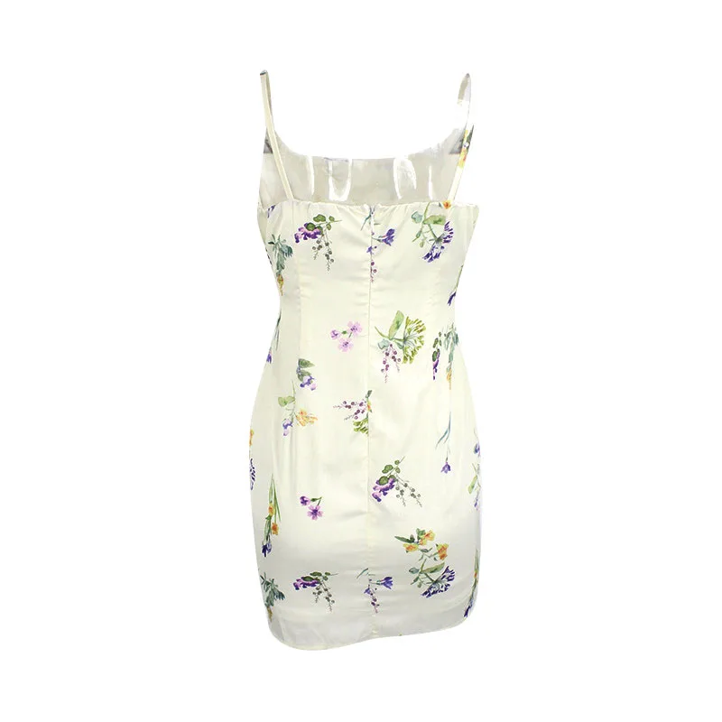 

Floral Print Backless Sexy Women Dress Summer Spaghetti Strap Short Dresses Female Lace Up Beach Dress