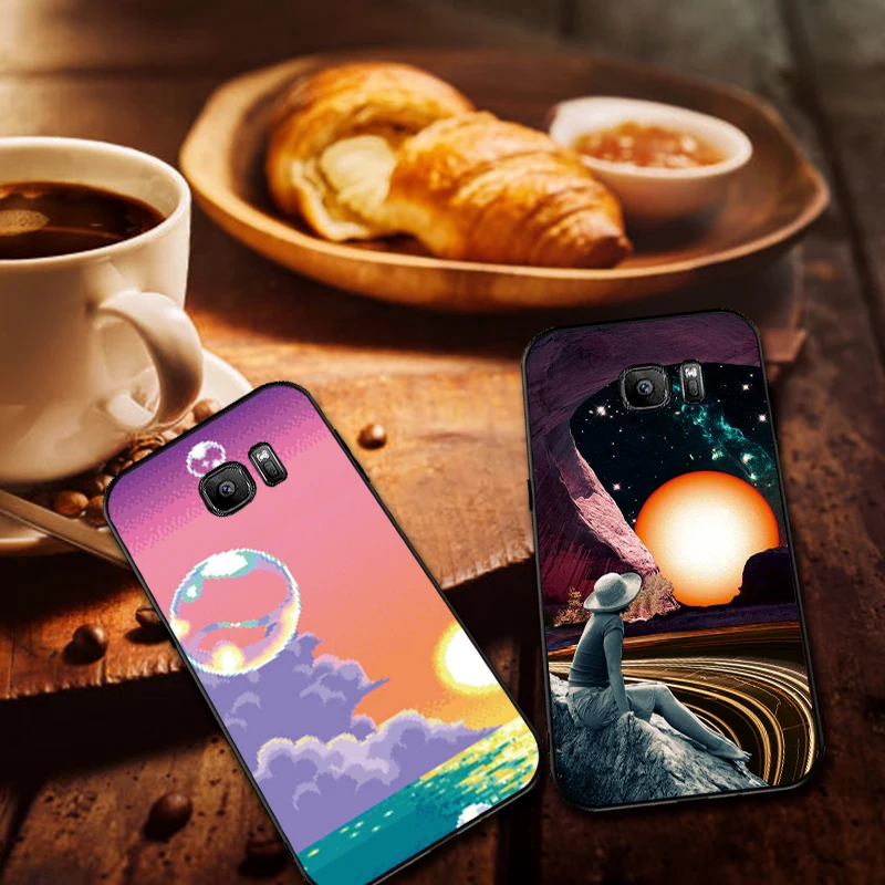Ретро черный мягкий силиконовый чехол для телефона samsung A3 4 5 6 Plus 7 8 910 20 30 40 50 60 70 2018