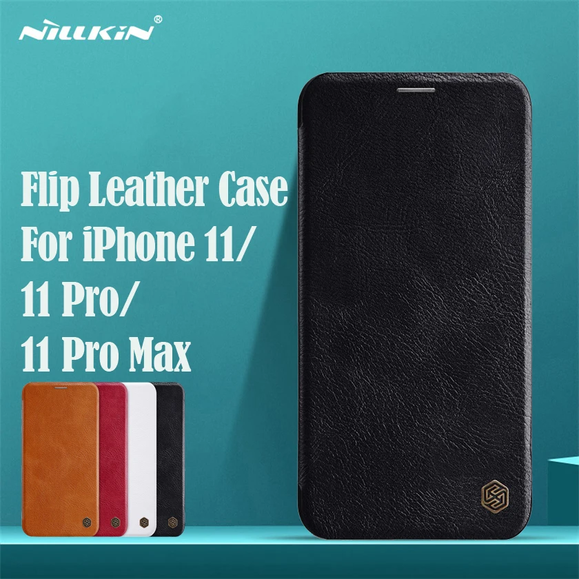 Для iPhone 11 Pro Max Флип-кейс чехол на айфон Nillkin Qin винтажный кожаный флип-чехол с