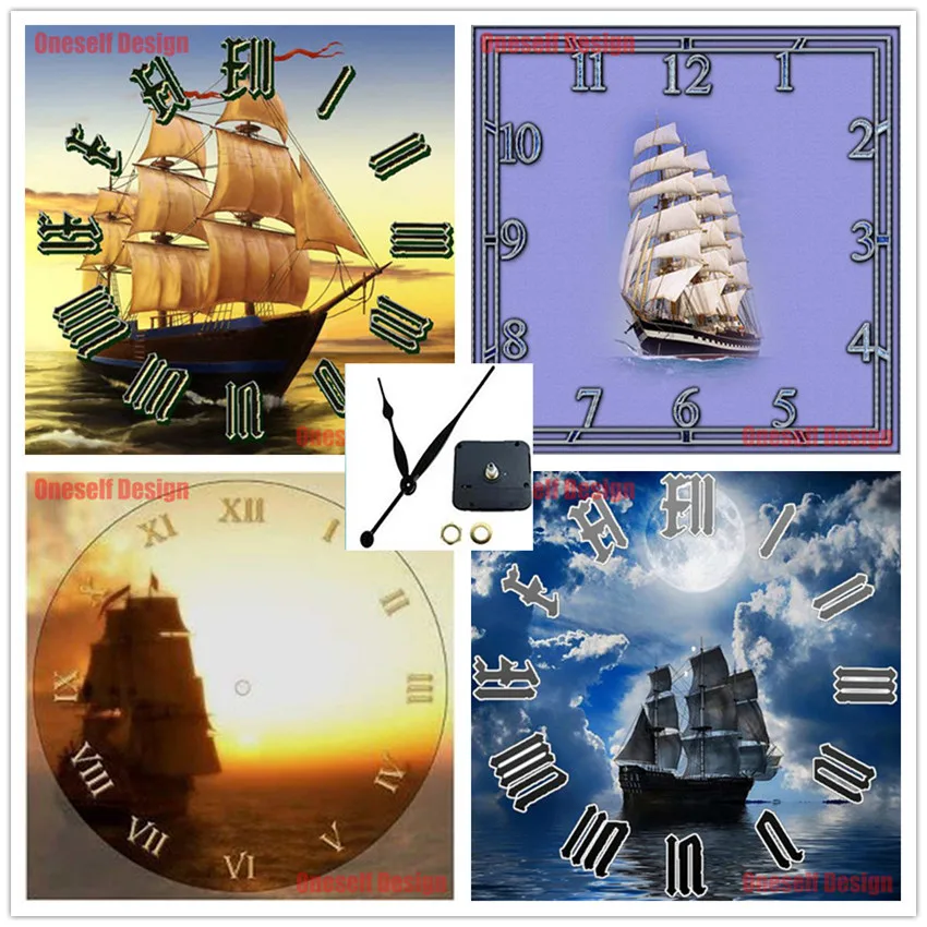 

new picture of rhinestones 5d diamond painting full set with clock boat 5d diamond painting ship christmas decorations for home