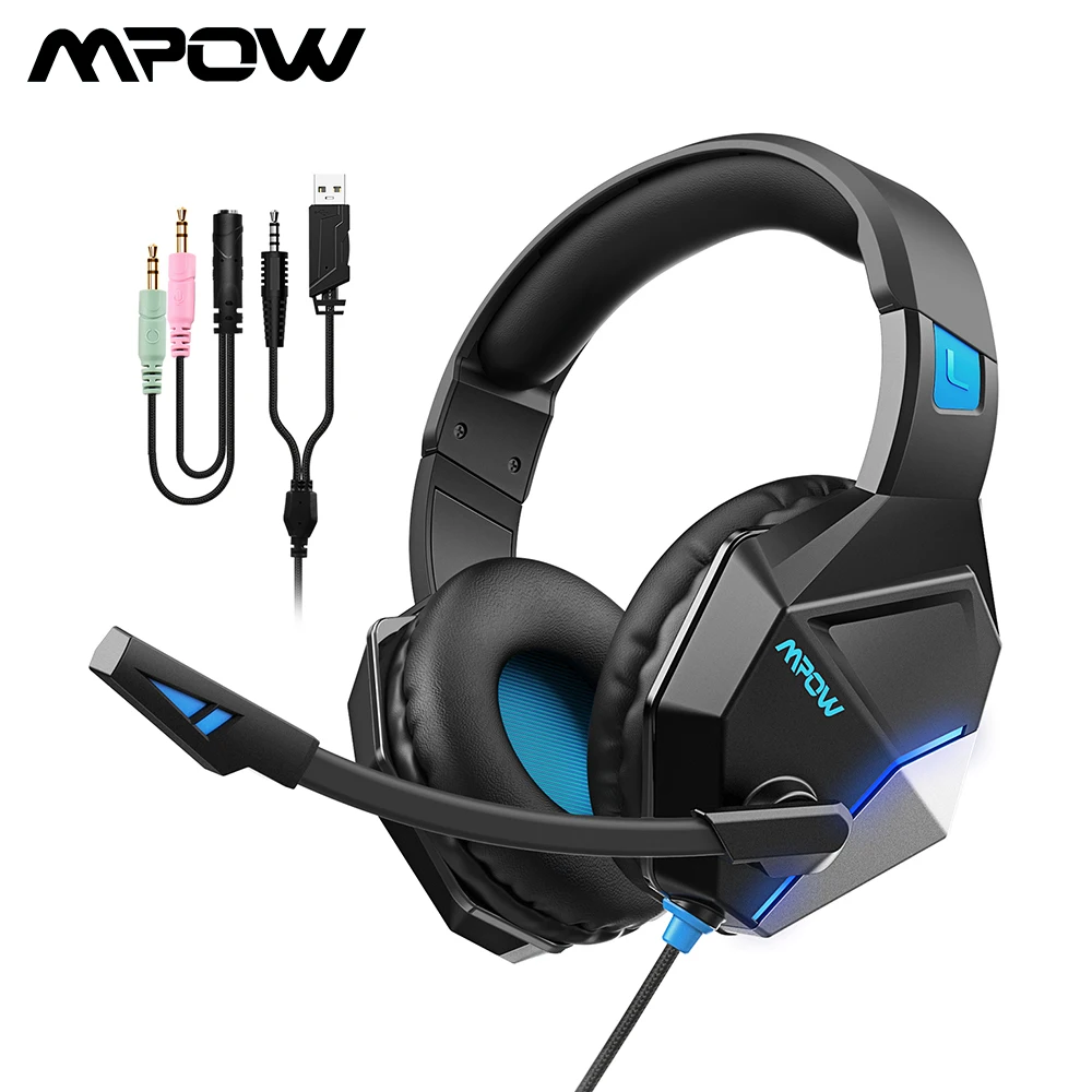 

Mpow EG10 Gaming Headset USB 3.5mm Wired PC Gaming Headphones With Surround Sounds Noise Canceling Mic For PC Gamer For PS4 Xbox
