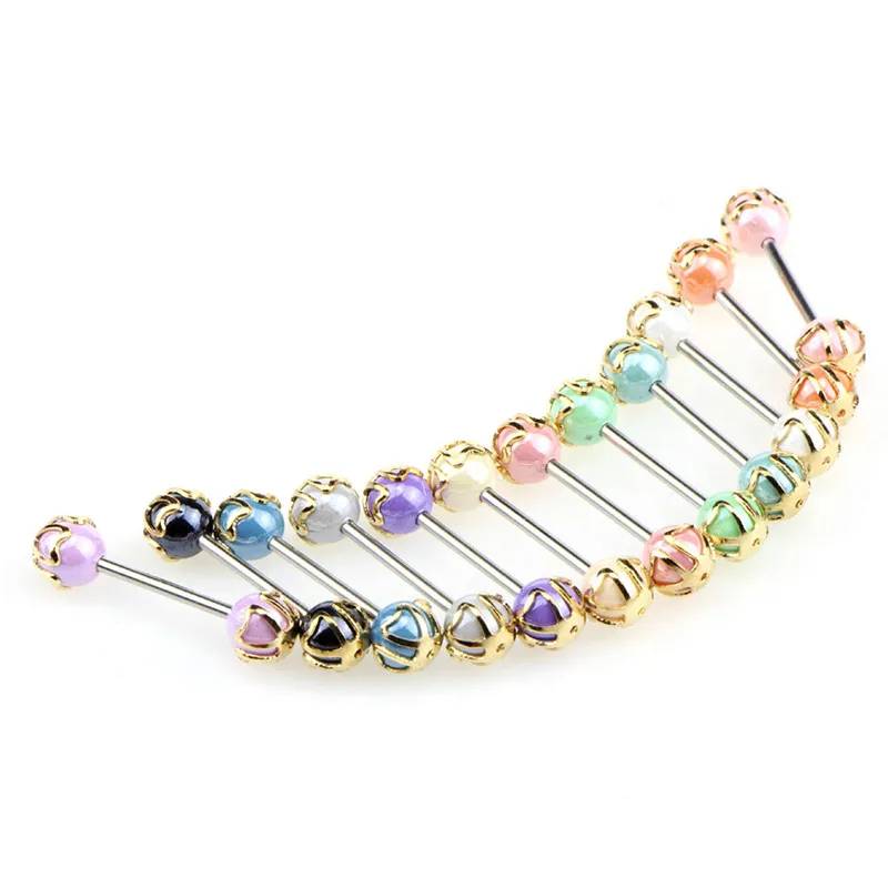 12 шт красочные Шпильки Мяч Язык соска бар кольцо Штанга ювелирные изделия