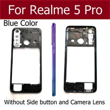 LCD Front Frame Housing Bezel Cover Case For OPPO Realme 5 Pro Q Middle Frame With/Without Side Button And Cam Lens Repair Parts