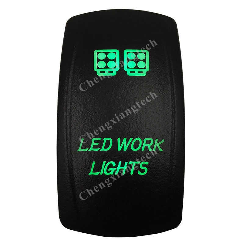 

12V 24V Boat Car 5 Pin ON/OFF SPST Rocker Toggle Switch- LED WORK LIGHTS - Green Led Waterproof IP66 for Carling ARB 4X4 NARVA