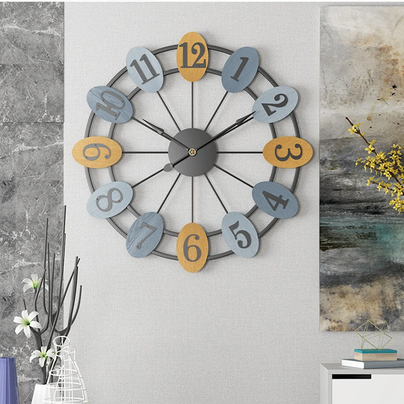 20 дюймовые тихие Большие Железные настенные часы в скандинавском стиле для