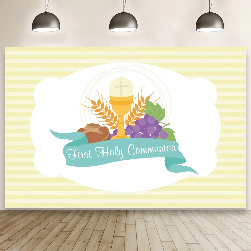 

First Holy Communion Cross Pigeon Grapes Photography Backgrounds Baby Kids Backdrops Table Banner Posters Booth Decoration