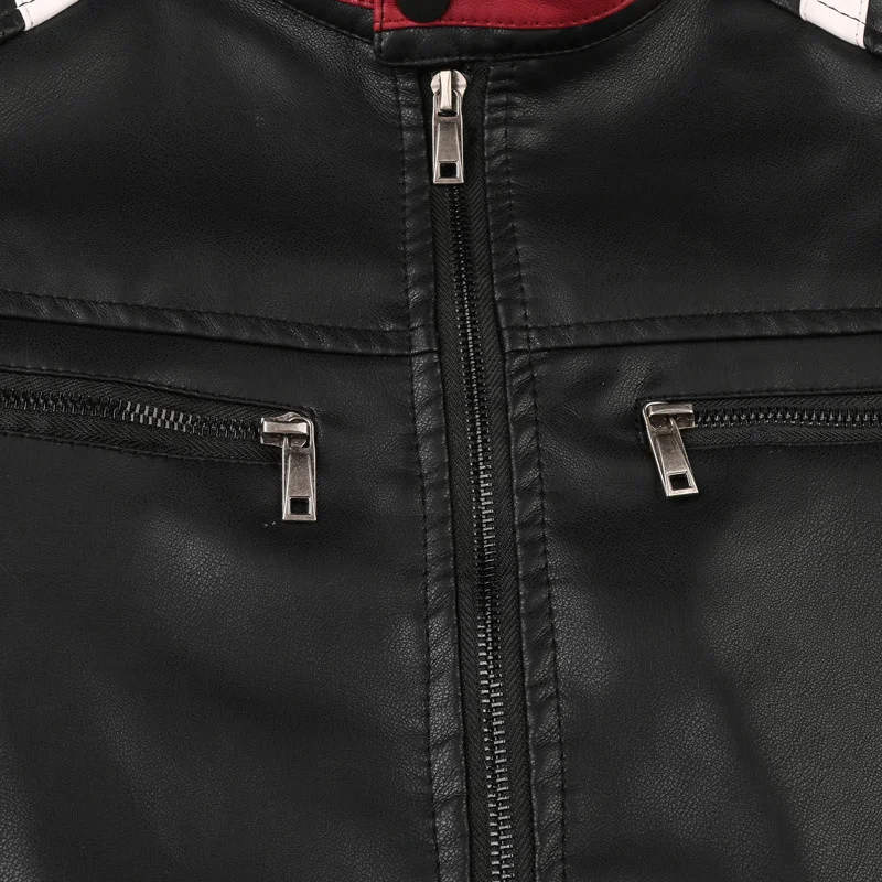 

Autumn and winter 2019 new men's PU stand collar leather jacket fashion simple zipper jacket