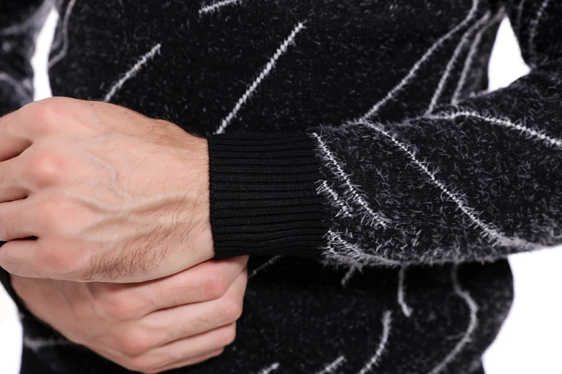 

Men's Wool O-neck Pullover Autumn Winter Warm Thick Slim Fit Patchwork Fashion Clothes Knitted Cotton Casual Male Sweaters