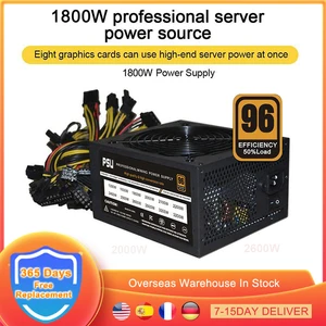 1800w rated mining power supply 95 high efficiency ac 110 240v atx bitcoin miner eth power source support 8 gpu graphic card free global shipping