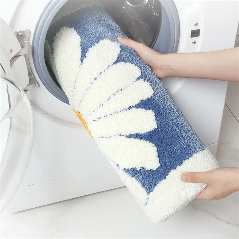 small daisy flower home thicken flocked bathroom door mat absorbent non slip bedroom floor rug free global shipping