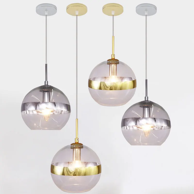 XJN Spherical Golden Bubble Glass Chandelier For Restaurant Bar Clothing Store  Head Bedside