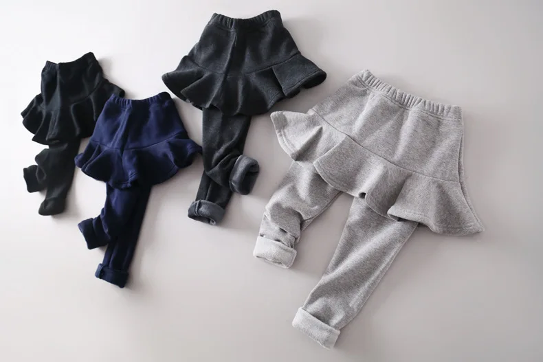 

Baby Girls Skirt Pants Autumn Winter Fashion Plus Velvet Kids Girl Pant Cotton Cuasual Ruffle Trousers Children Clothing
