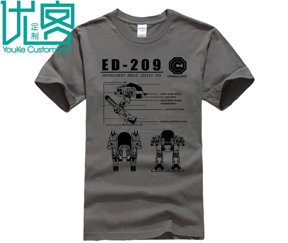 ED-209 синяя футболка с надписью Omnicorp Robocop мужские топы принтом в подарок 2019 круглым