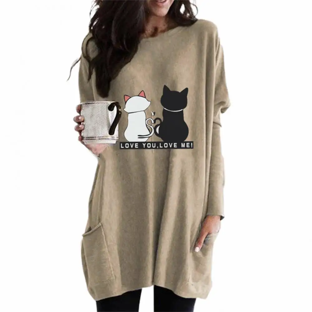 

Новинка 2022, модное женское платье, свободное однотонное платье с милым рисунком животных для женщин на весну и осень, повседневные женские п...