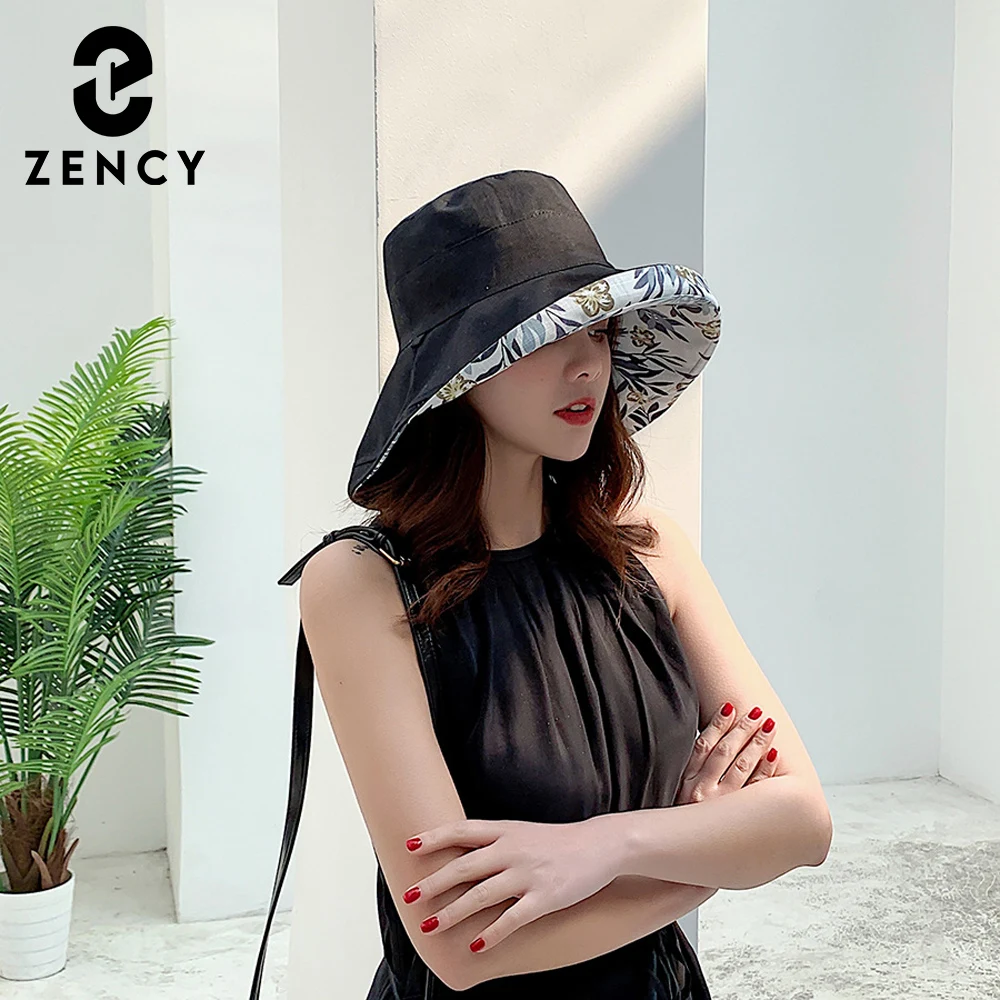 Zency Anti-sun Women Cap High Quality Fisherman Hat Female Dual-use Foldable Caps Cotton Fashion Print Daily Casual Hats Ladies